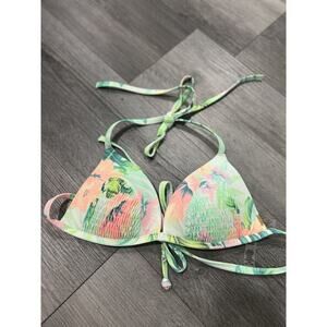 Pink Victoria's Secret Blue Push Up Triangle Bikini Top VS Swim Small